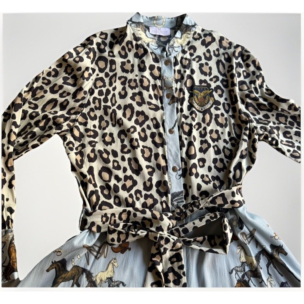 Mucho Gusto Dutch Handmade Maximalist Luxury Bold Dress M Leopard Mob Wife €439 - Picture 7 of 16